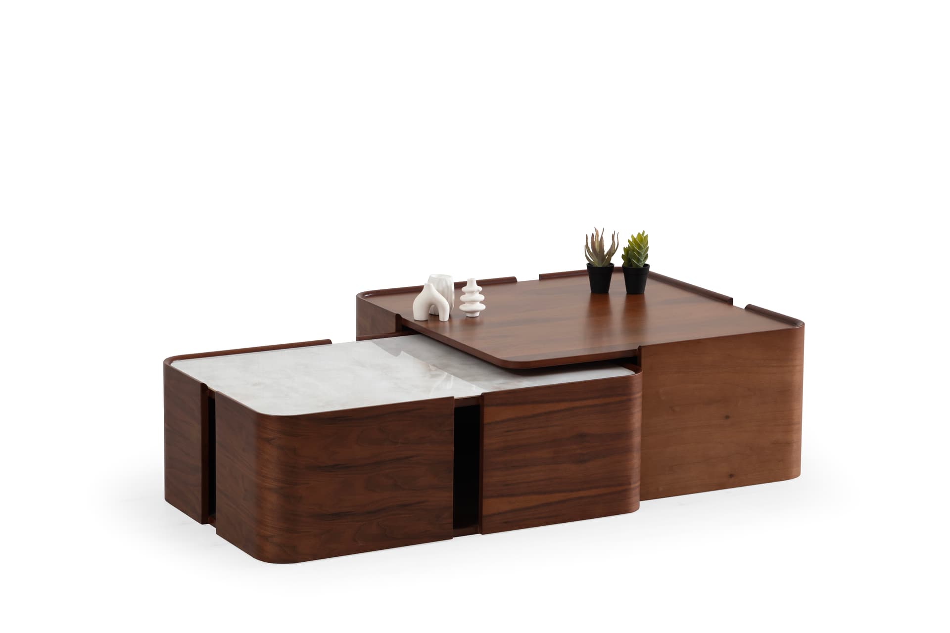 678 Walnut White Orta Sehpa