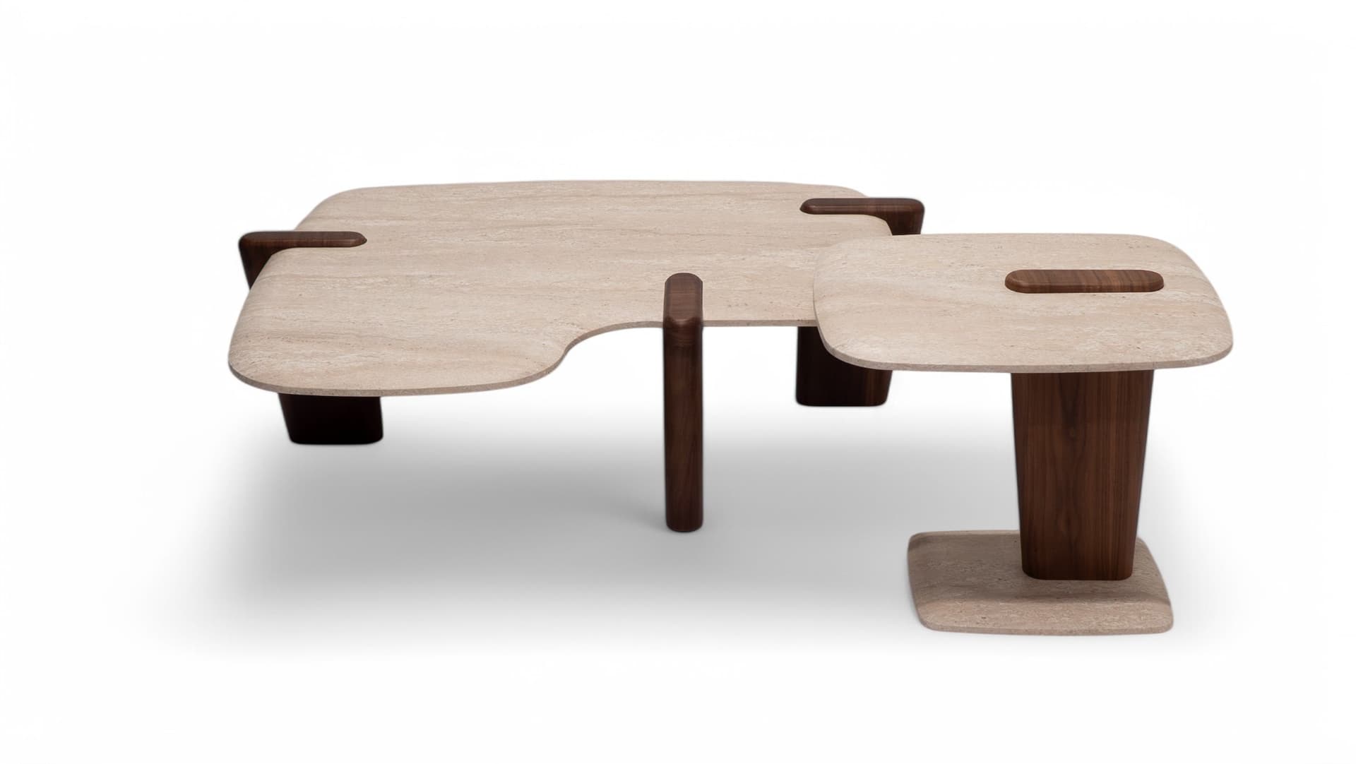 960-961 Walnut Traverten Orta Sehpa